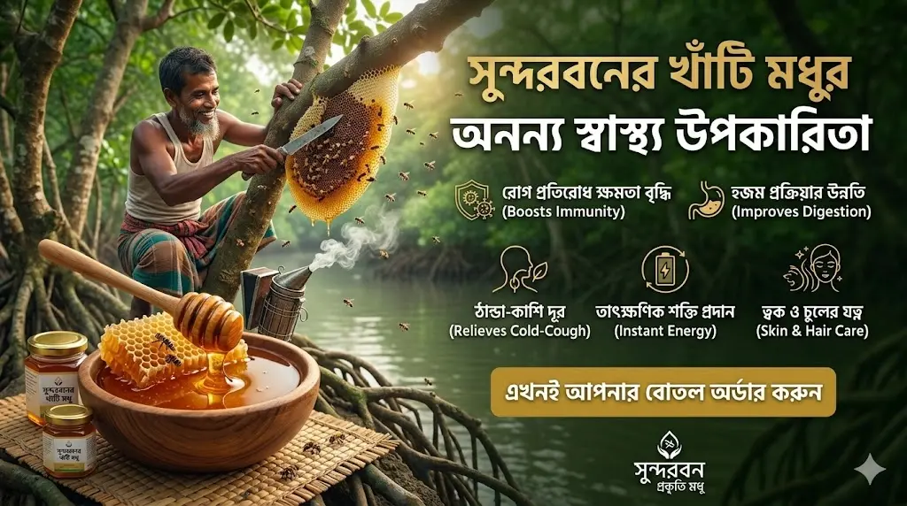 সুন্দরবনের খাঁটি মধুর স্বাস্থ্য উপকারিতা ও চেনার উপায়